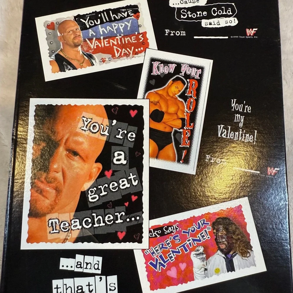 Vintage‎ 1999 WWF Wrestling Valentine Cards Stone Cold The Rock Mankind Sealed